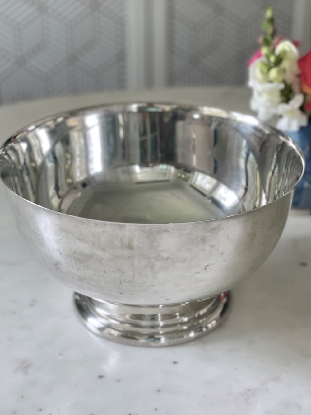 Vintage Sheridan Silverplate Pedestal Bowl, Mid Century Paul Revere Style